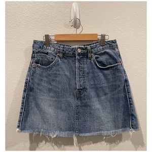 WE THE FREE Distressed A-Line Mini Skirt